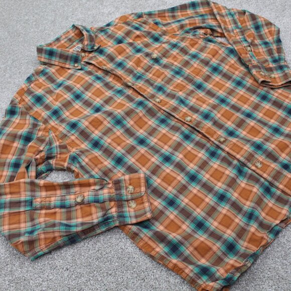 Duluth Shirt Mens Medium Brown/Green Plaid BBQ Relaxed Fit Long Sleeve Cotton - Picture 5 of 11